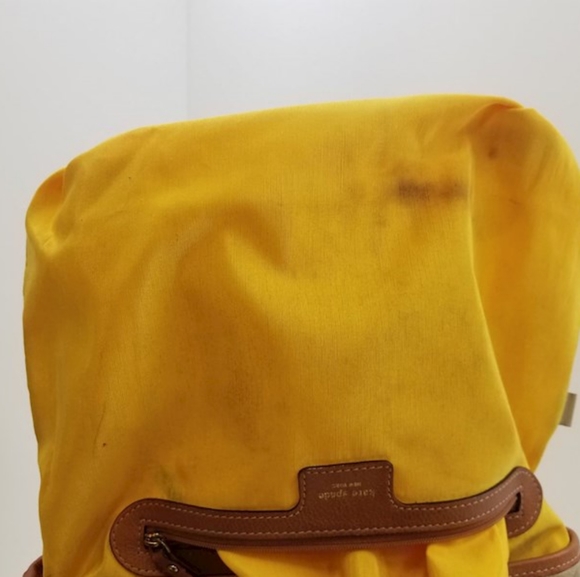 Kate Spade Shoulder Bag Purse handbag beige brown leather yellow interior tote - Picture 8 of 11